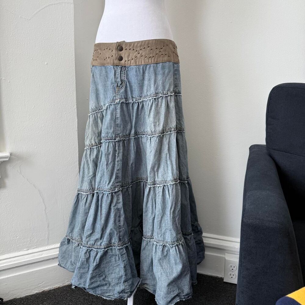 Y2K light blue denim maxi skirt - Picture 2 of 7